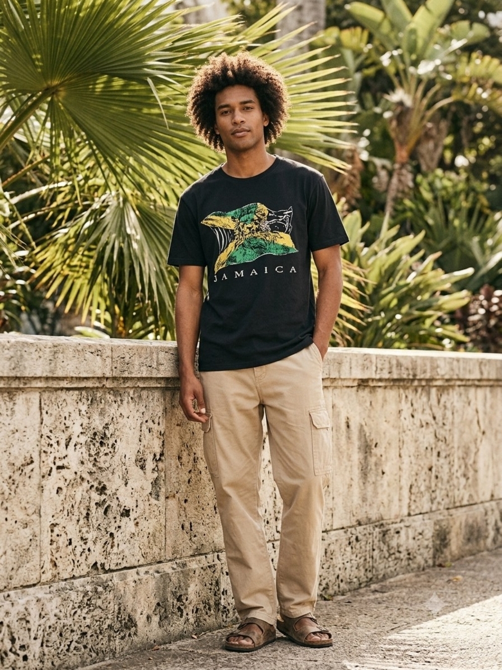 Black 'Jamaica' Graphic Short Sleeve Tee
